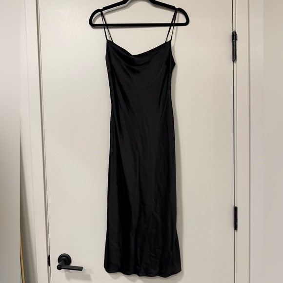 Express Black Satin Midi Dress Size XS - Picture 2 of 4